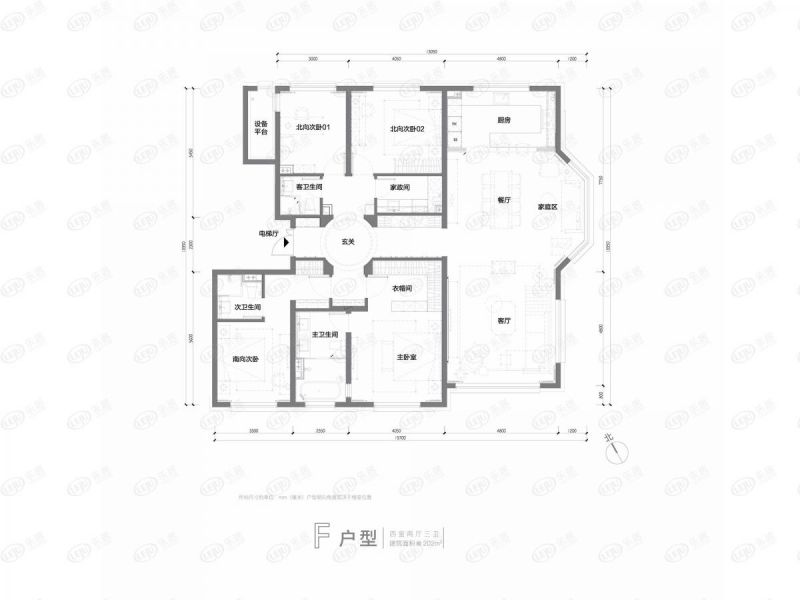 包頭裝修方案萬科中央公園四室兩廳三衛202平方米